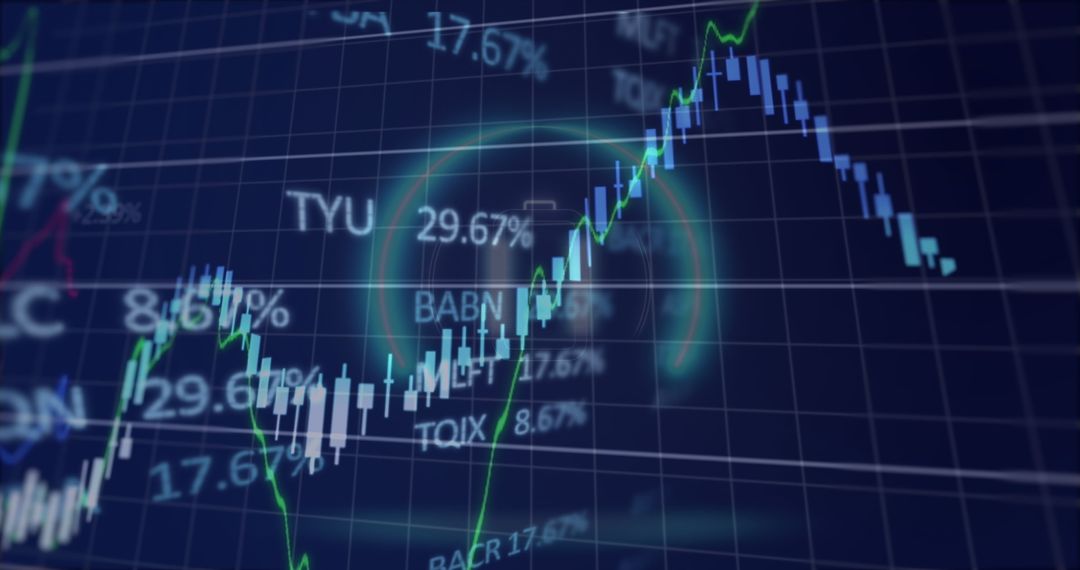 Holographic Battery Icon Over Stock Market Trading Board