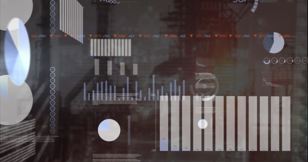 Futuristic HUD-Style Dashboard with Industrial Data Visualizations