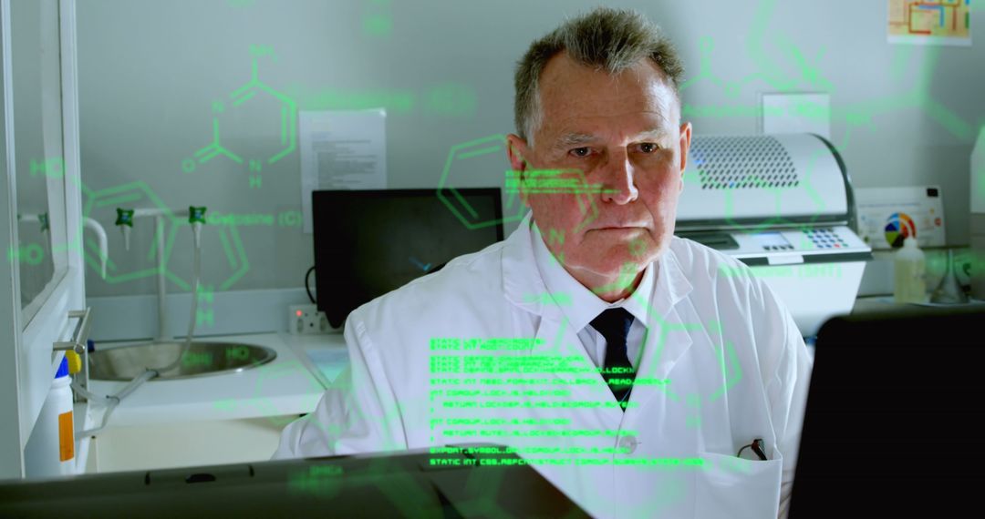 Scientist Analyzing Complex Data in Modern Laboratory