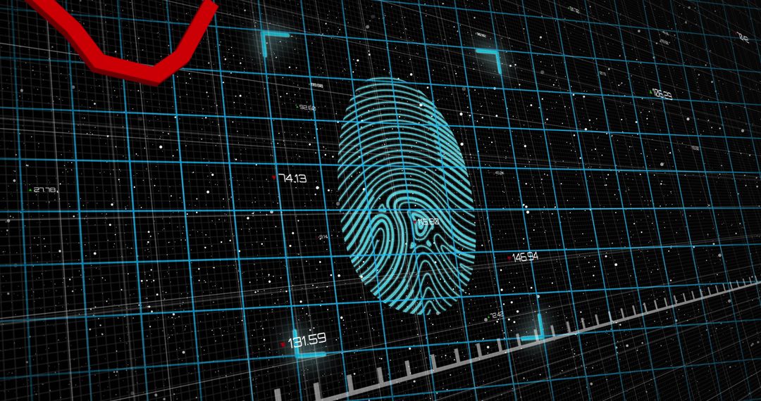 Futuristic Digital Fingerprint Scan on High-Tech Grid Interface