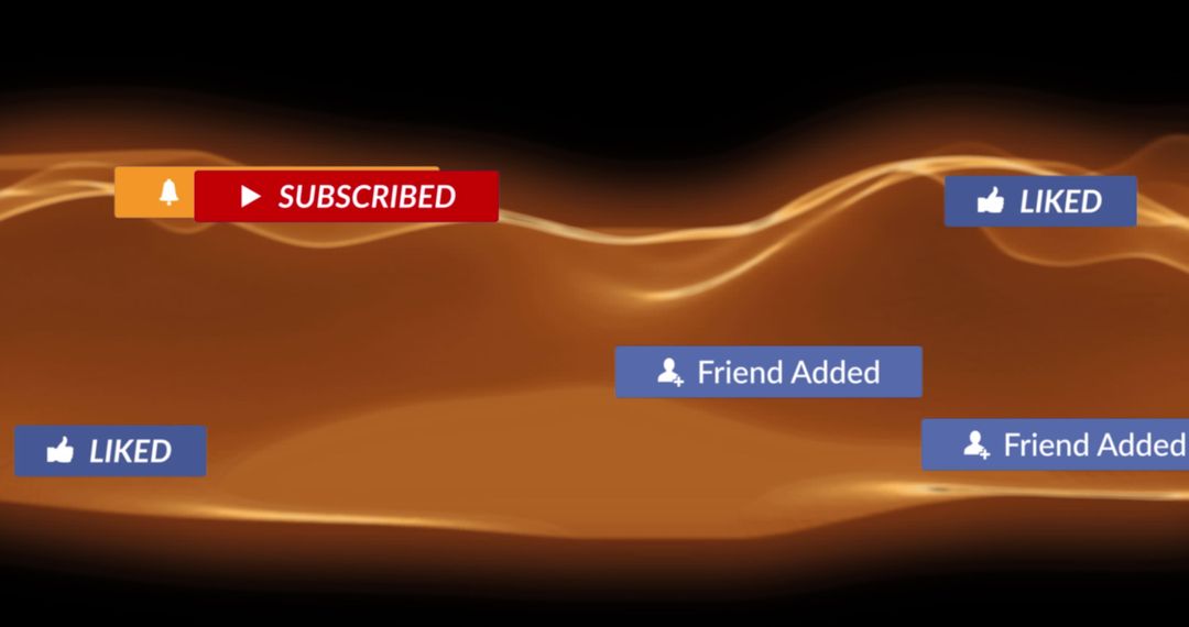 Digital Social Media Icons with Vibrant Orange Waves