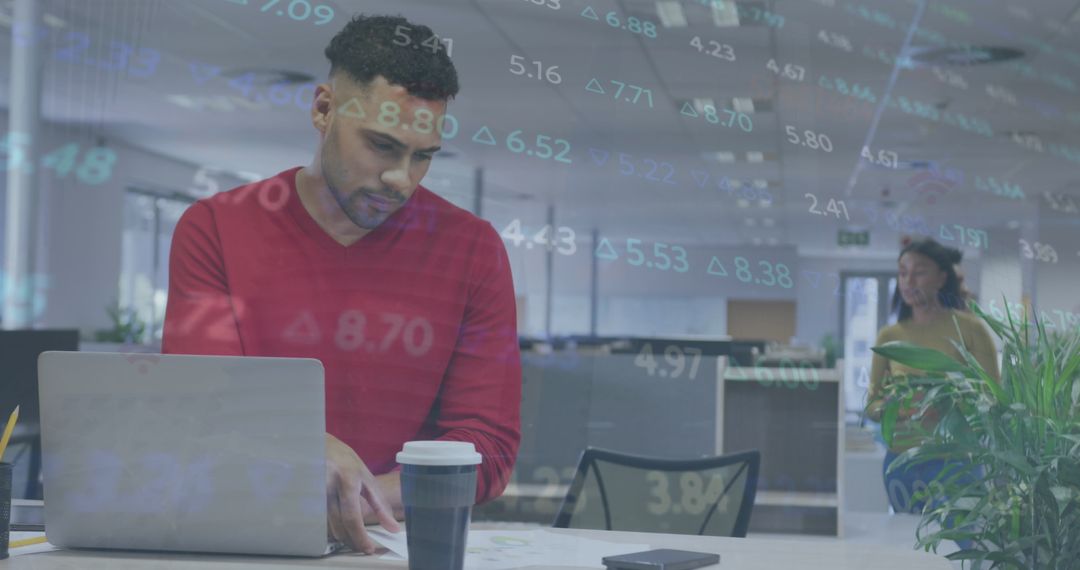 Business Professional Analyzing Stock Market Data in Modern Office