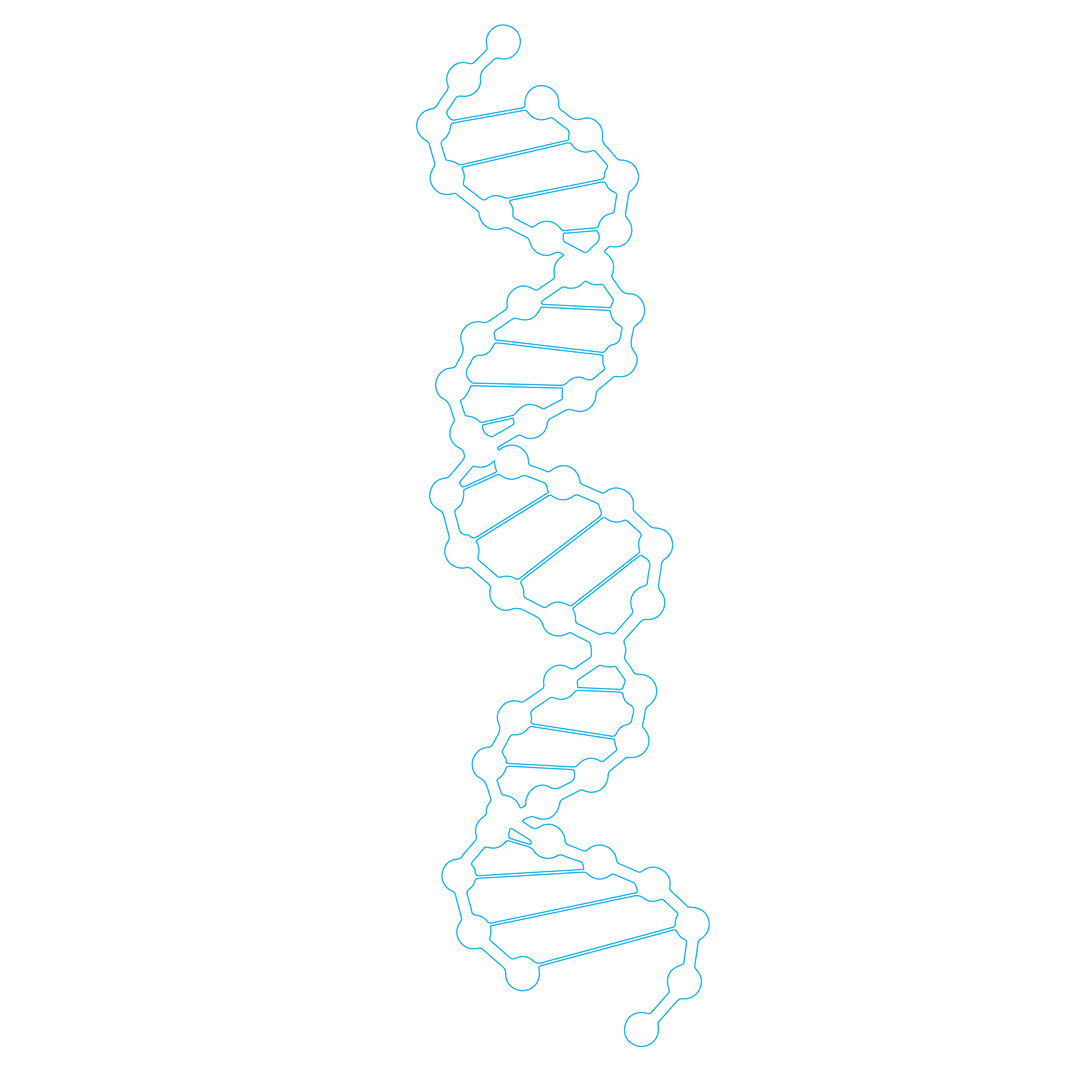 Blue DNA Spiral on Transparent Background