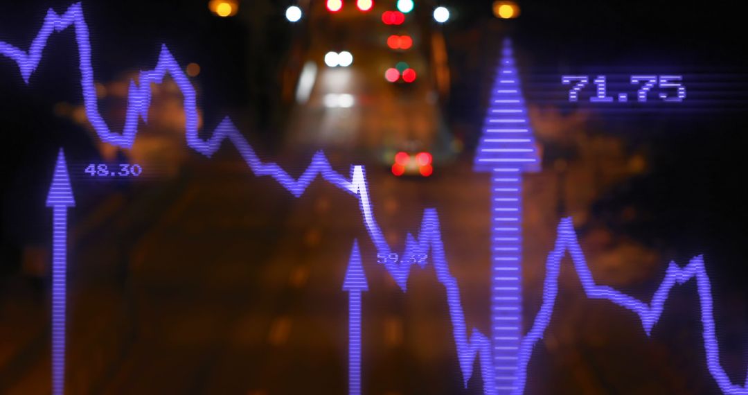 Digital Data Overlay on Urban Roadway Financial Concept