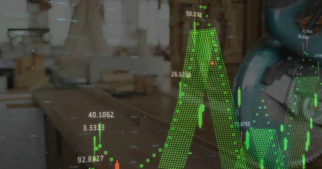 Automated Robot Arm in Workshop with Data Visualization Overlay