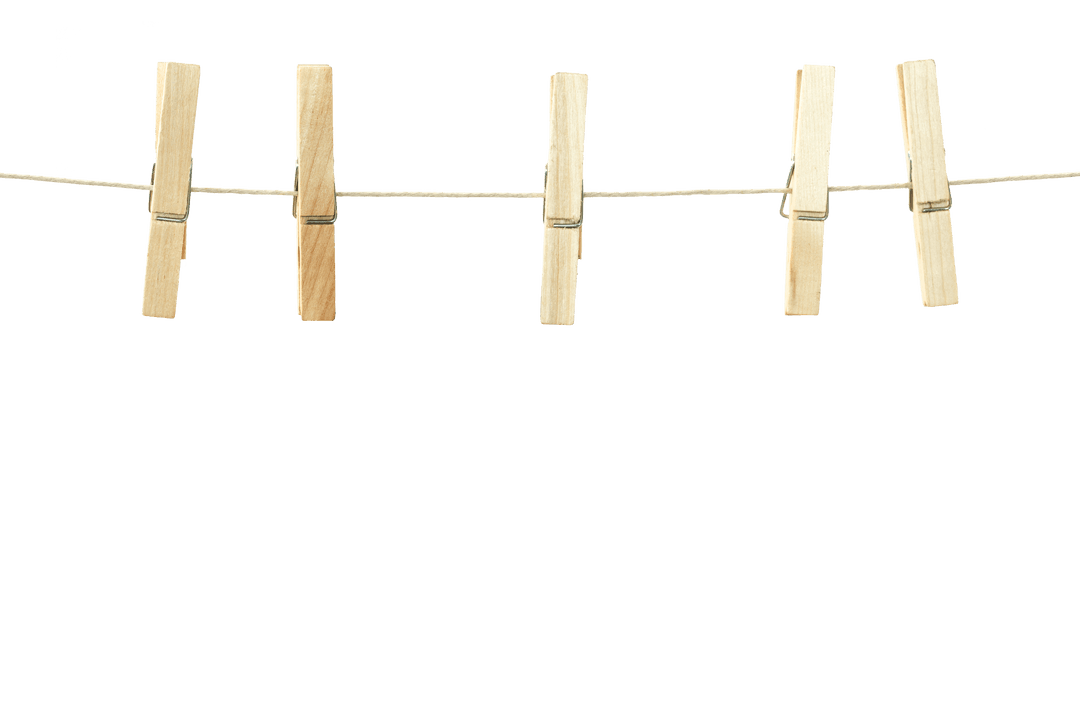 Transparent Clothespins Hanging on Clothesline: Minimalist Laundry Concept