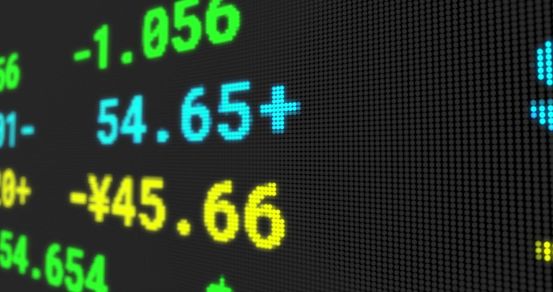 Digital Stock Exchange Display with Fluctuating Numbers