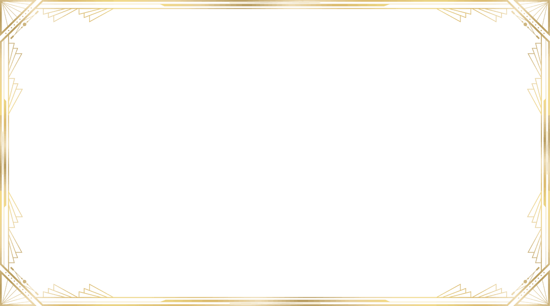 Luxury Art Deco Gold Frame Border on Transparent Background