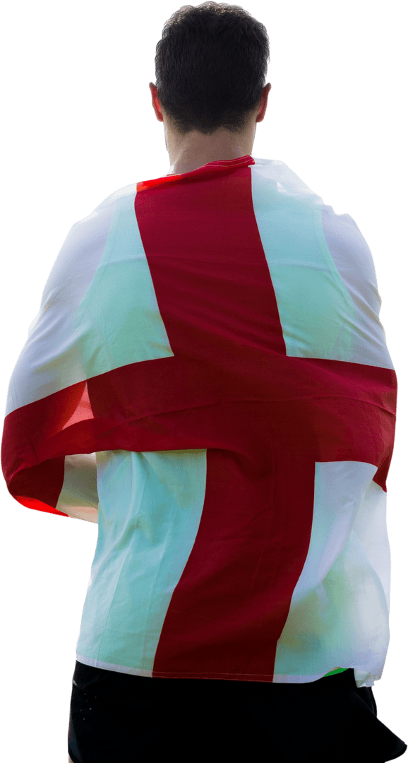 Patriotic English Supporter with Flag on Transparent Background