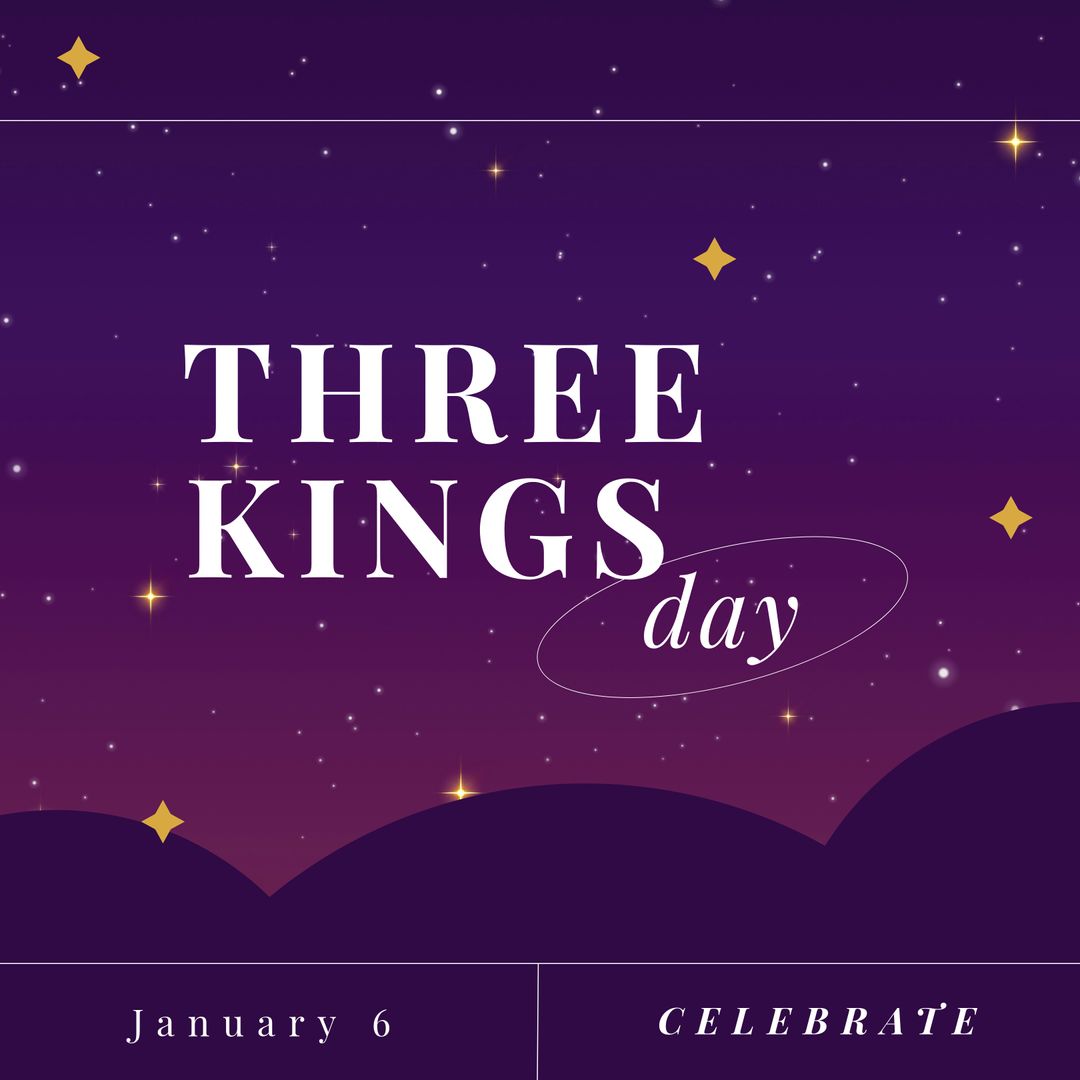 Three Kings Day Celebration Announcement with Starry Night
