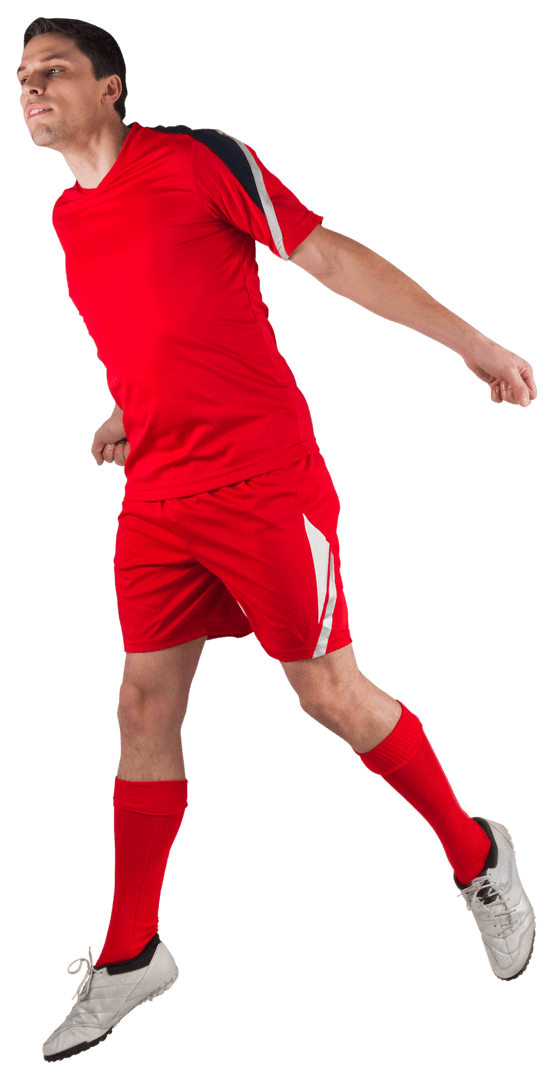 Transparent Male Soccer Player in Dynamic Jumping Pose