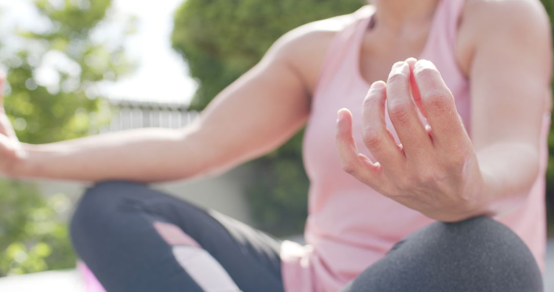 Senior Woman Meditating Outdoors in Peaceful Garden - Free Images, Stock Photos and Pictures on Pikwizard.com