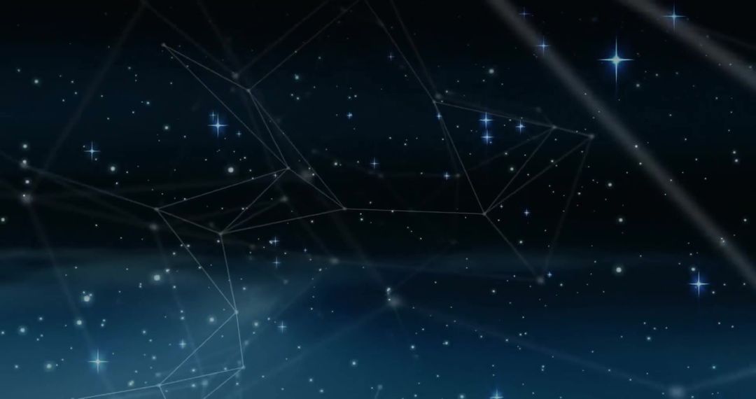 Digital Abstract Cosmic Starfield with Glowing Lines and Stars