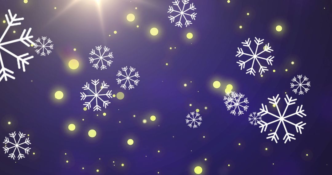 Abstract Snowflakes and Lights on Night Sky