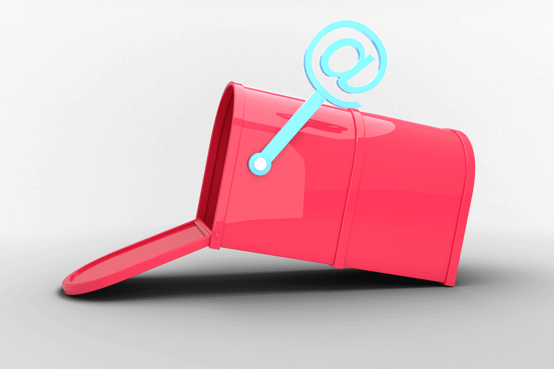 Transparent Open Pink Mailbox with At Symbol Illustration