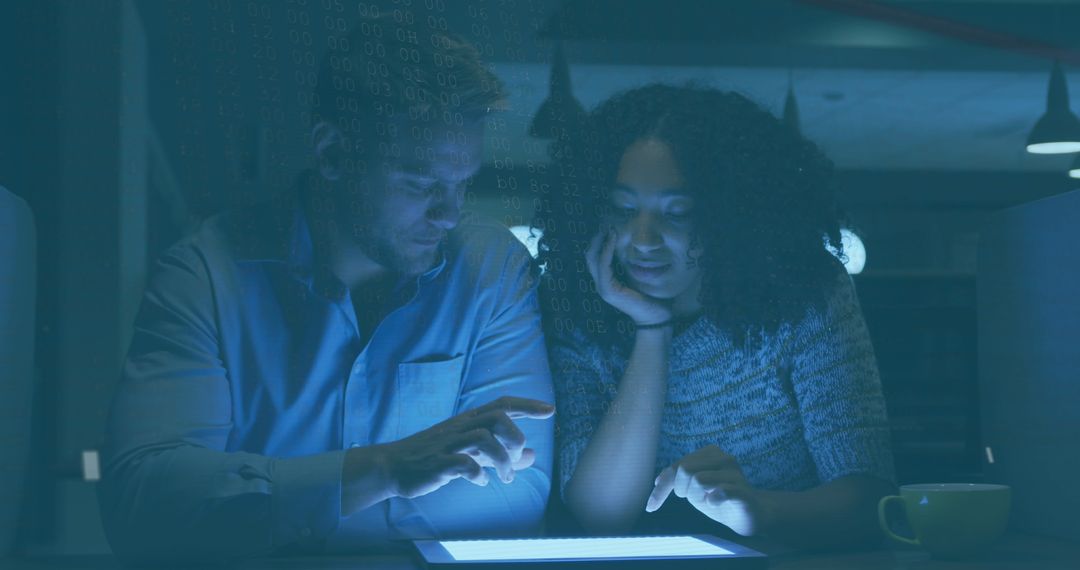 Professionals Using Digital Interface in Modern Office Setting