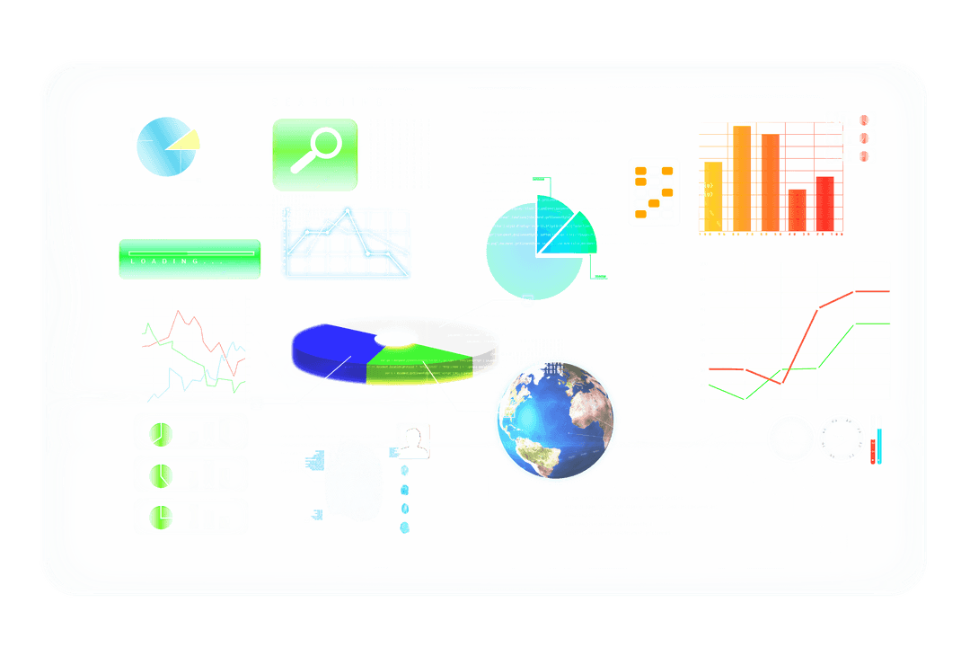Data Visualization Diagrams and Globe on Transparent Background - Download Free Stock Images Pikwizard.com