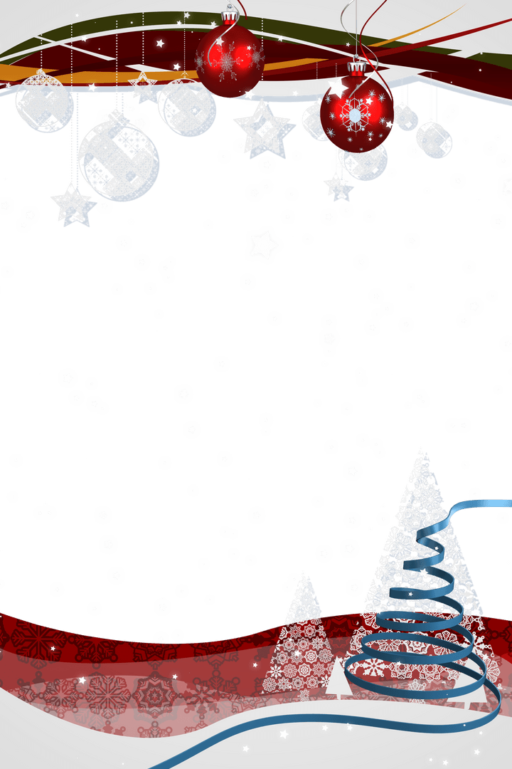 Festive Holiday Transparent Frame with Ornaments and Snowflakes