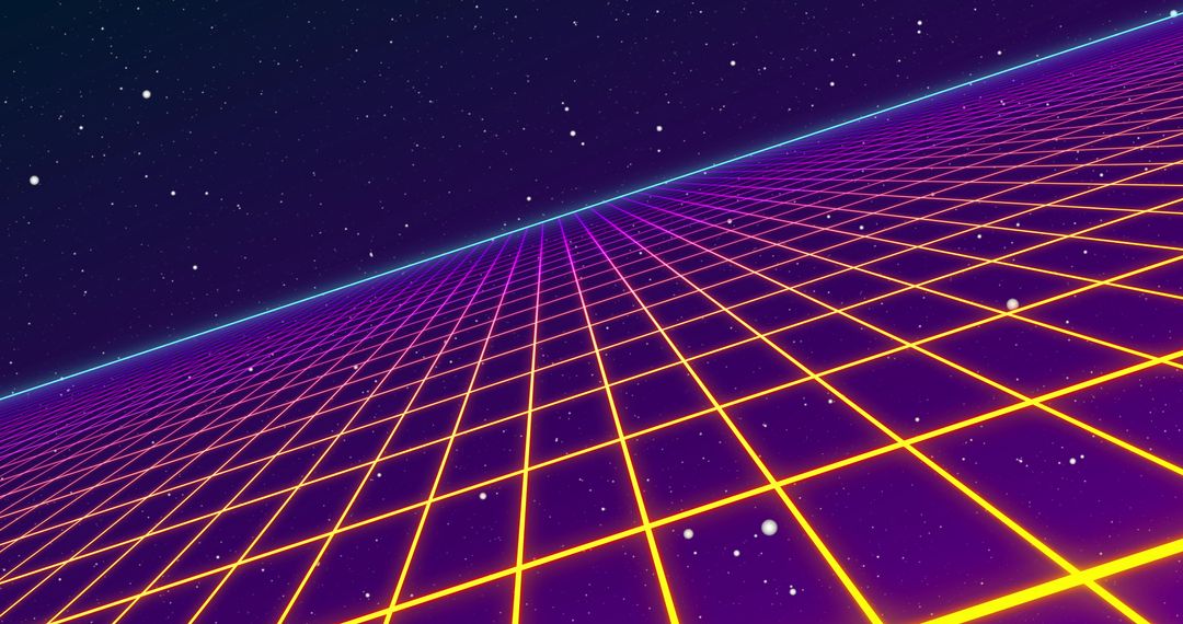 Futuristic Neon Grid in Endless Cosmic Loop