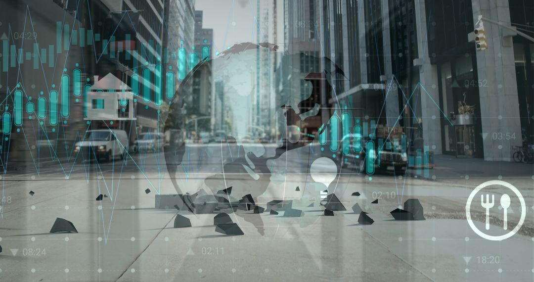 Global Financial Data Network on Modern Cityscape