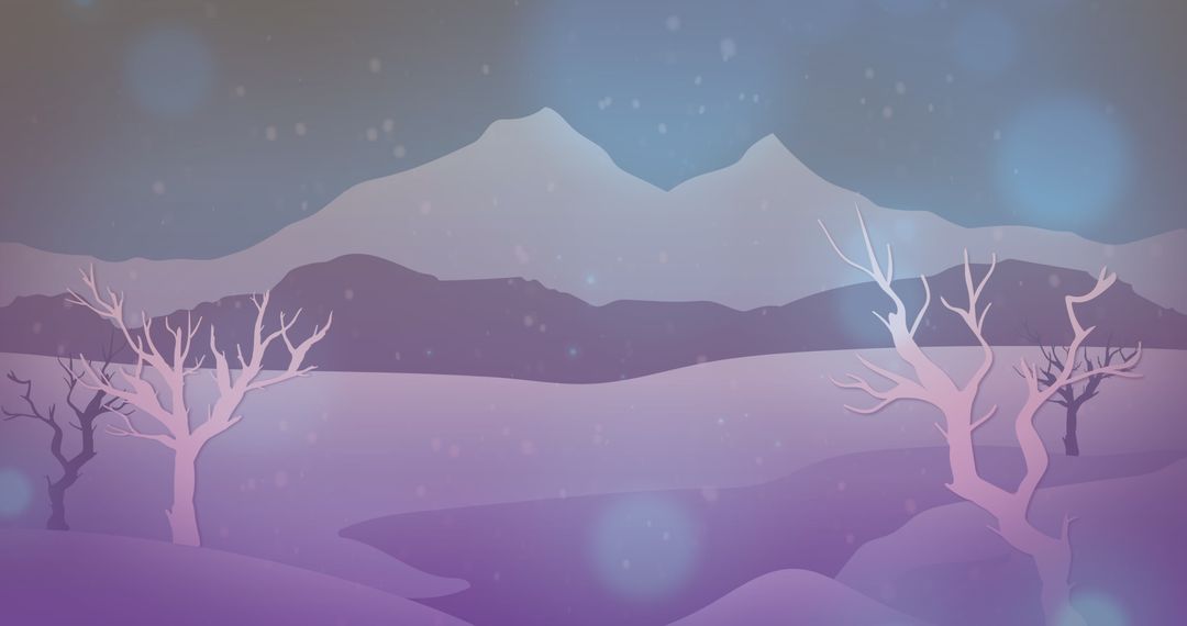 Magical Winter Landscape with Snowfall and Bare Trees