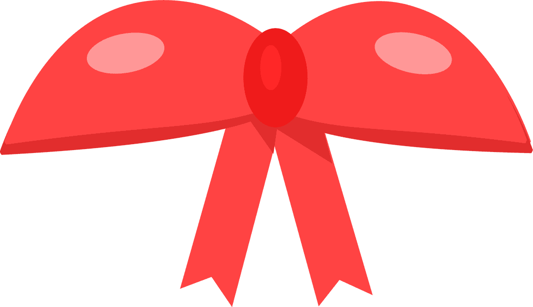 Transparent Background Flat Design Red Ribbon Bow