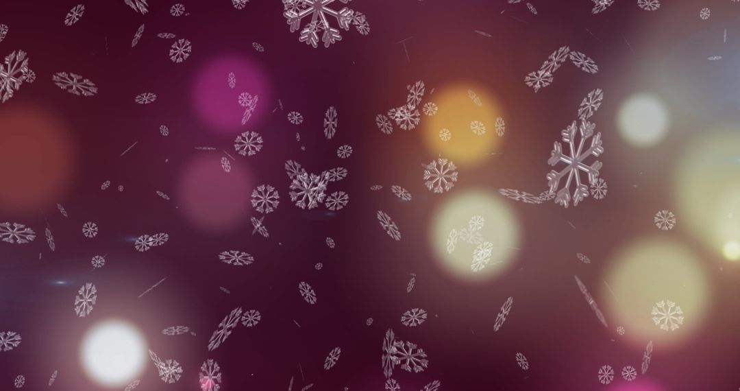 Mesmerizing Snowflakes Falling Over Glowing Red Background