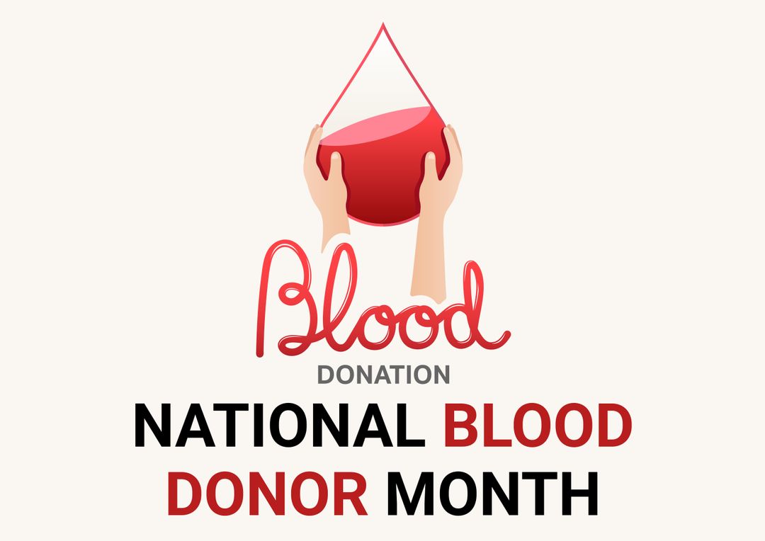 National Blood Donor Month Poster with Blood Donation Illustration - Free Images, Stock Photos and Pictures on Pikwizard.com