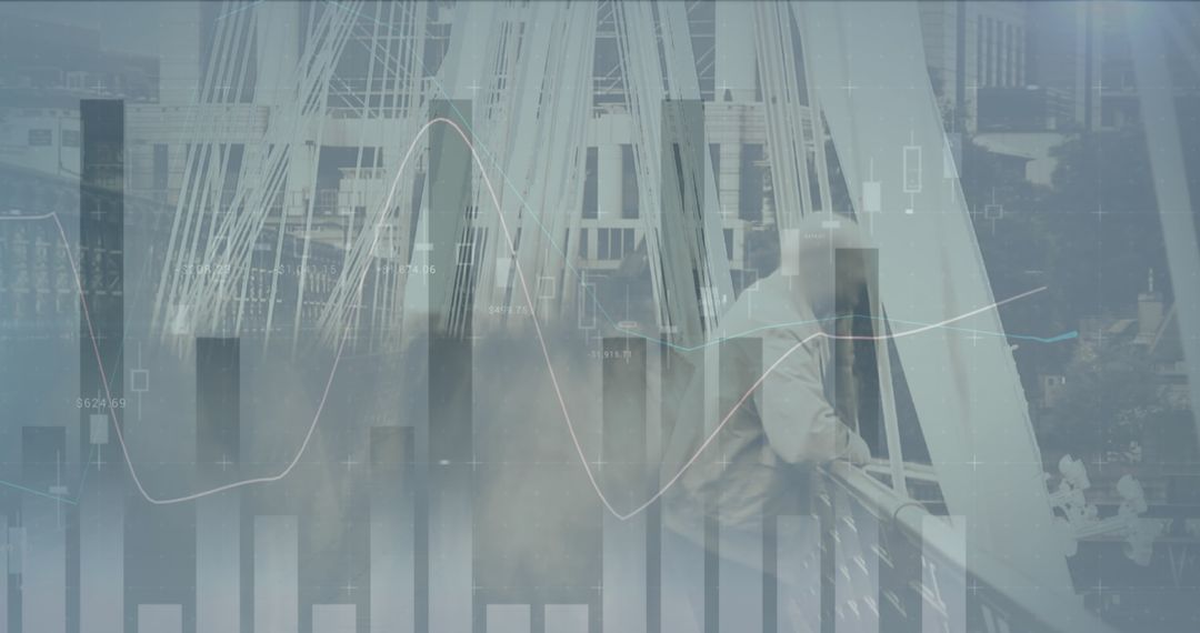 Digital Interface Overlay with Business Analytics in City Scene