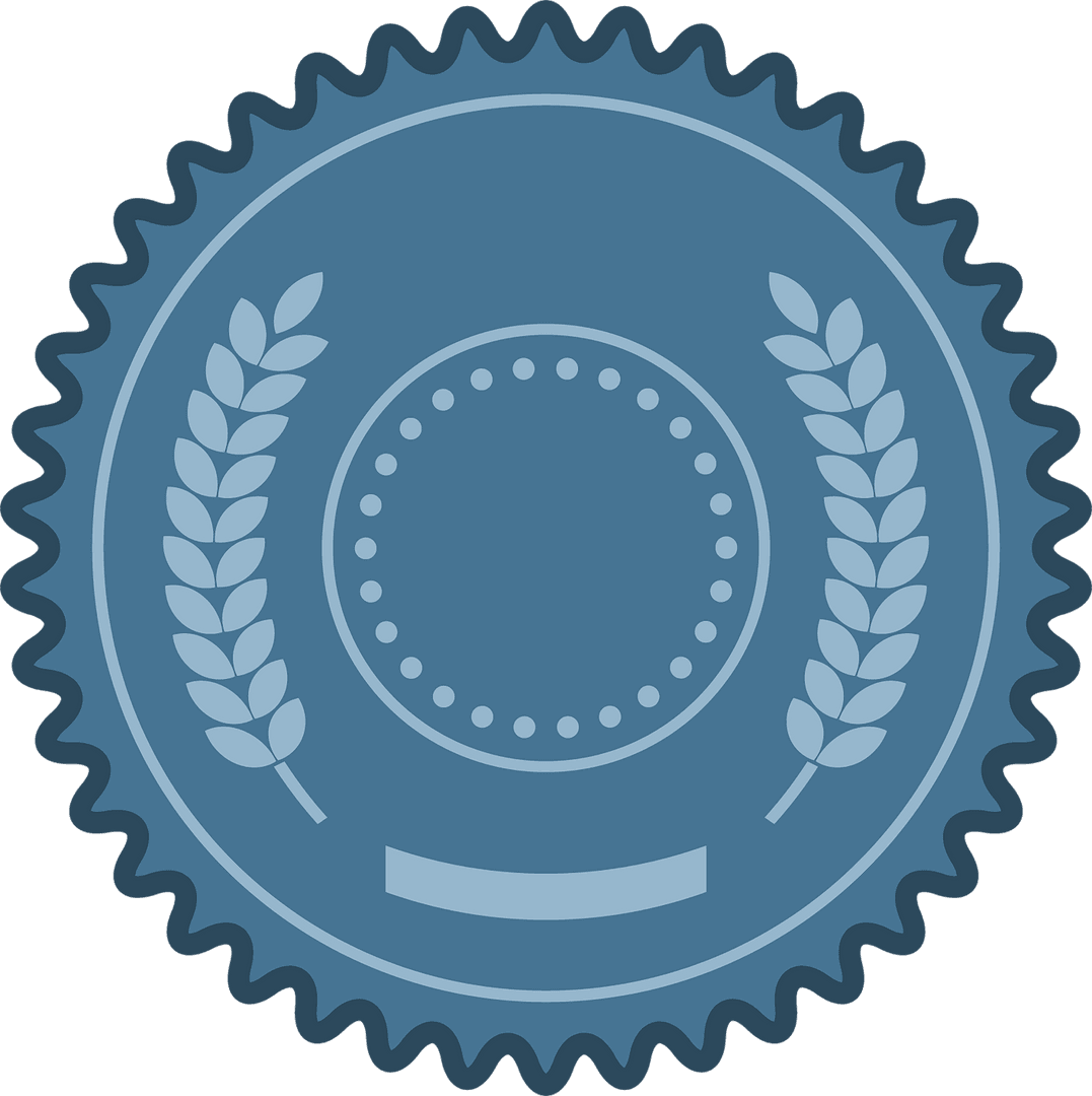 Blue Circular Symbol with Laurel Design on Transparent Background