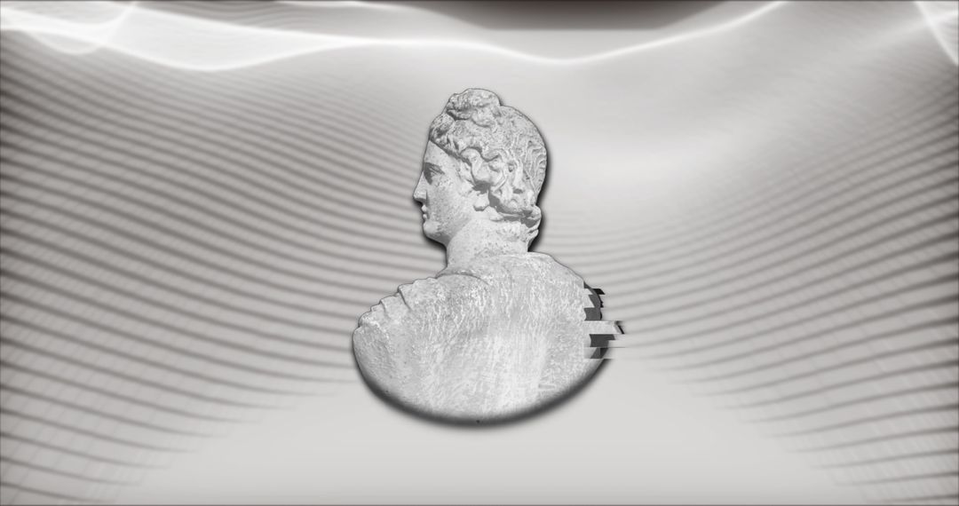 Classical Sculpture with Digital Glitch Effect