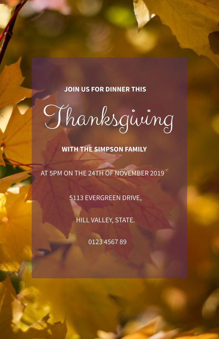 Autumn Leaves Thanksgiving Dinner Invitation