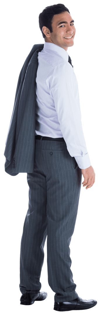 Transparent Background Smiling Businessman Posing in Suit