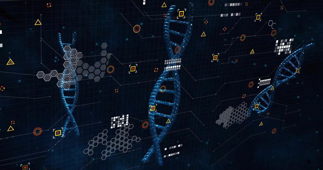 Digital Rotating DNA Helix on Futuristic Biotech Interface