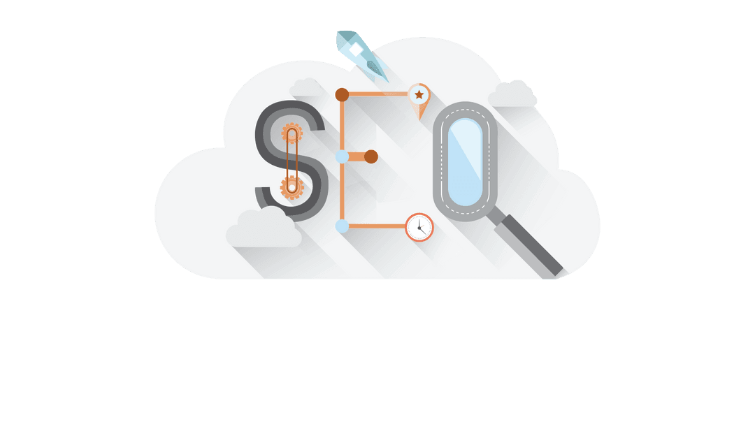 Digital SEO Concept with Icons on Transparent Background