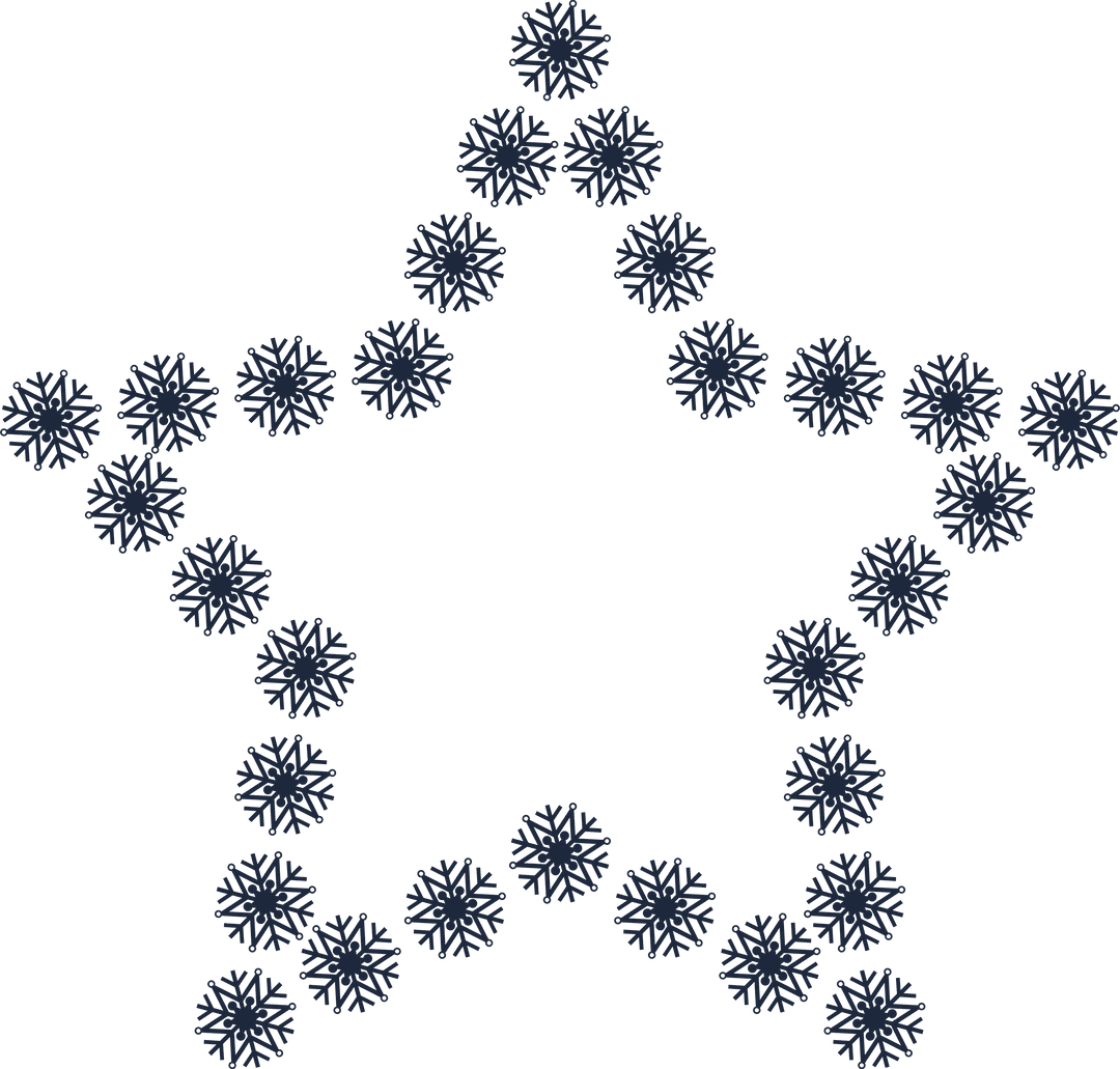 Christmas Star Formed by Snowflakes on Transparent Background