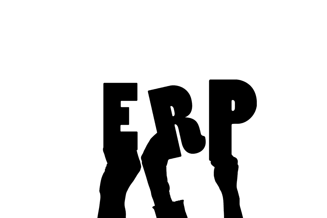 Hands Holding ERP Letters on Transparent Background