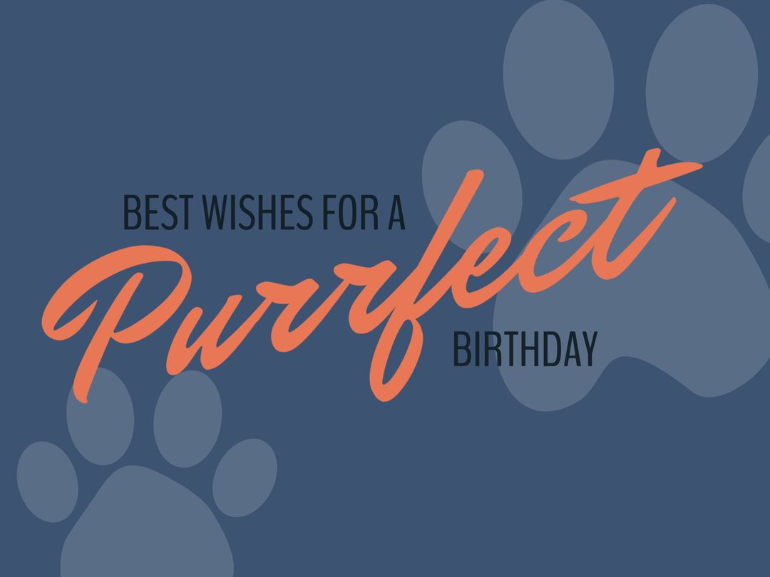 Purrfect Birthday Card with Playful Typography and Paw Prints - Download Free Stock Templates Pikwizard.com