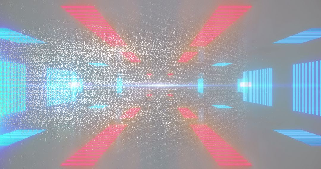 Vibrant Neon Light Patterns in Futuristic Grey Space