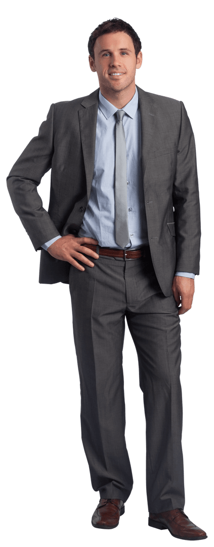 Transparent Professional Businessman in Stylish Suit Standing