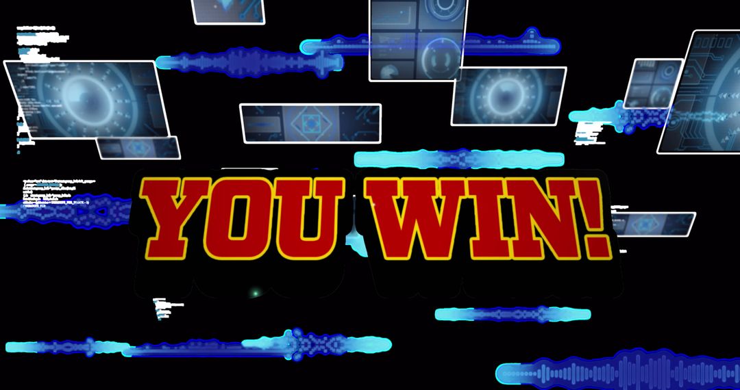 Digital Victory Screen with Futuristic Elements
