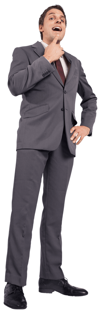 Happy Caucasian Businessman in Suit on Transparent Background