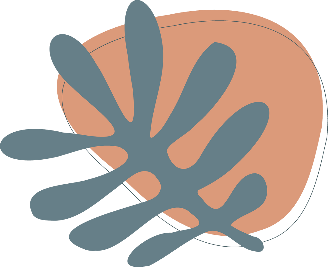 Minimalist Abstract Art with Peach and Blue-Gray on Transparent Background