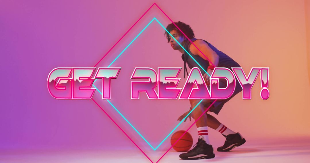 Basketball Player Dribbling with Inspirational Message