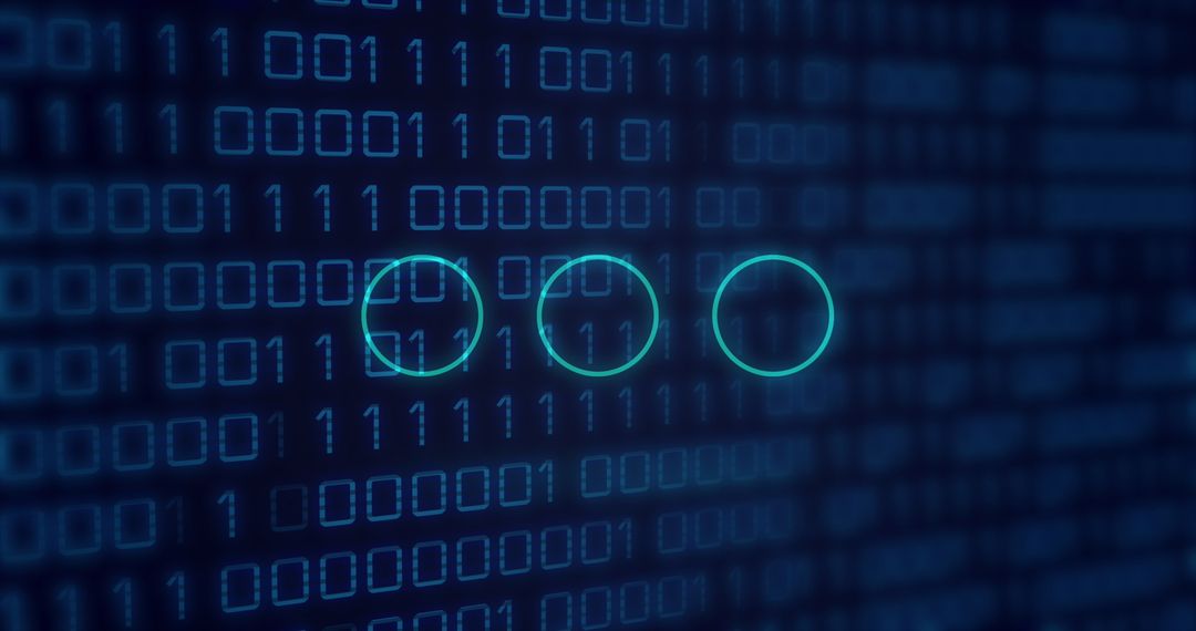 Futuristic Digital Interface with Binary Code and Neon Circles - Free Images, Stock Photos and Pictures on Pikwizard.com