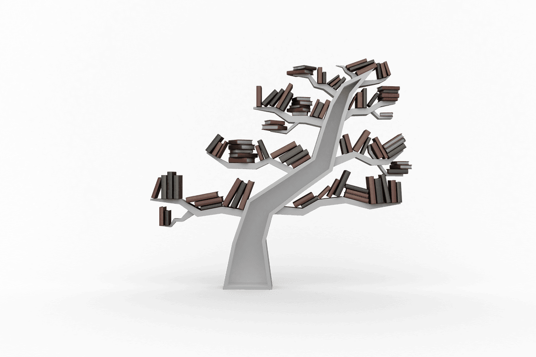 Transparent Books Tree Shelf Illustration with Branches