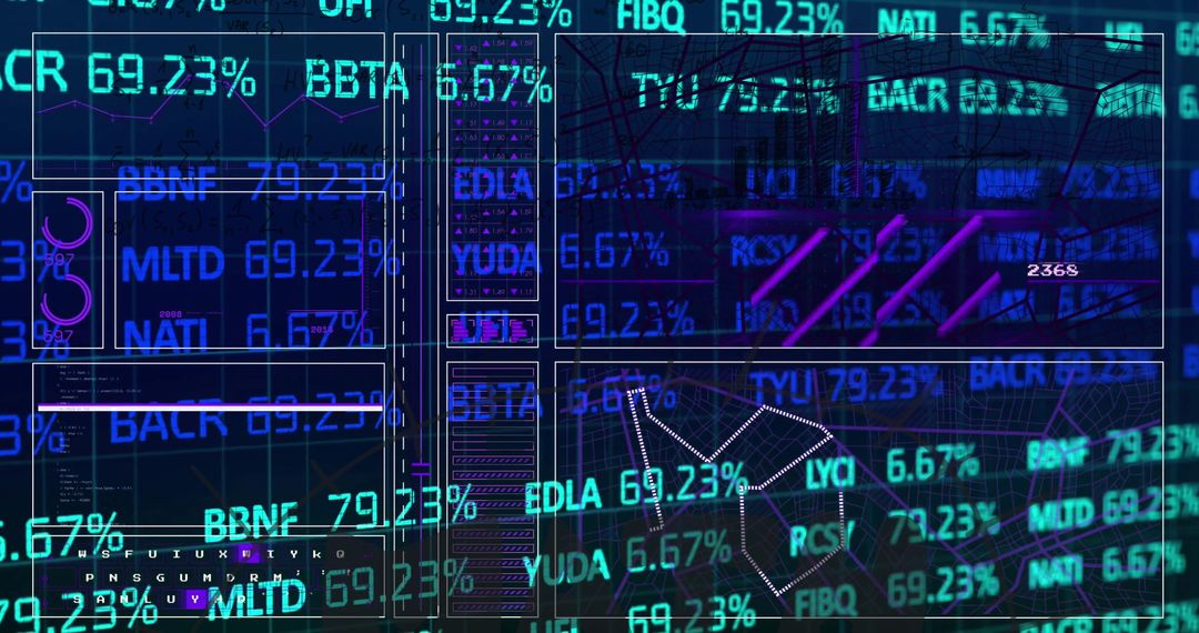 Futuristic Global Finance Data Grid with Illuminated Metrics