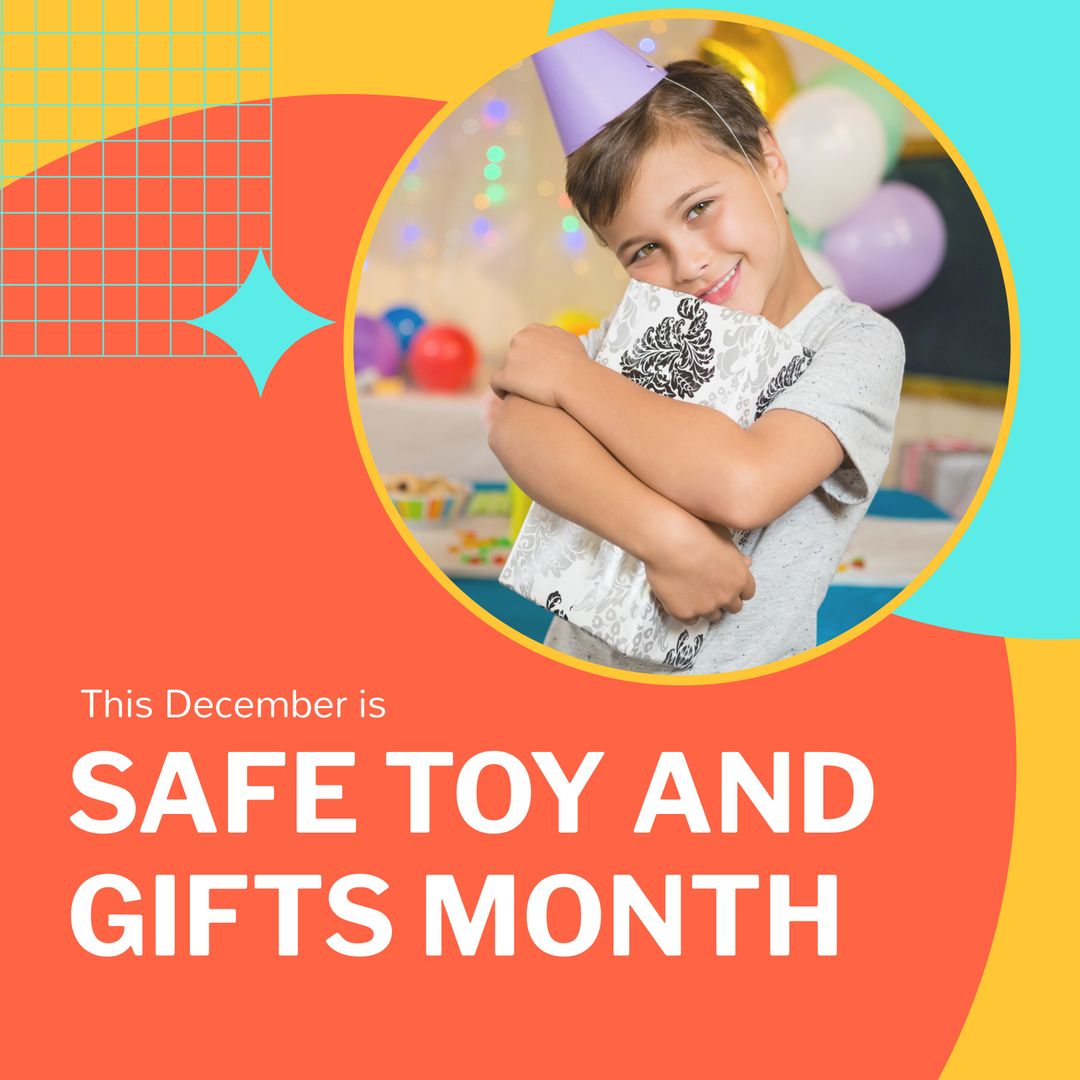 Safe Toy and Gifts Month Promo with Smiling Boy