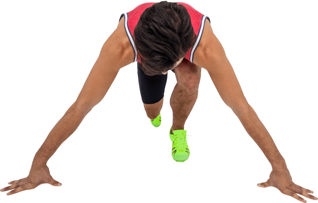 Transparent Athletic Ready Position from Unique Bird's-Eye View