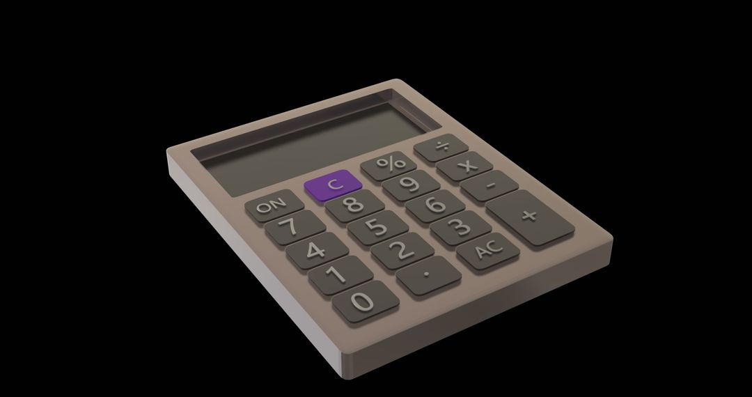 Minimalist Grey Calculator with Blank Screen on Black Background